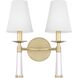 Baxter 2 Light 12 inch Aged Brass Sconce Wall Light