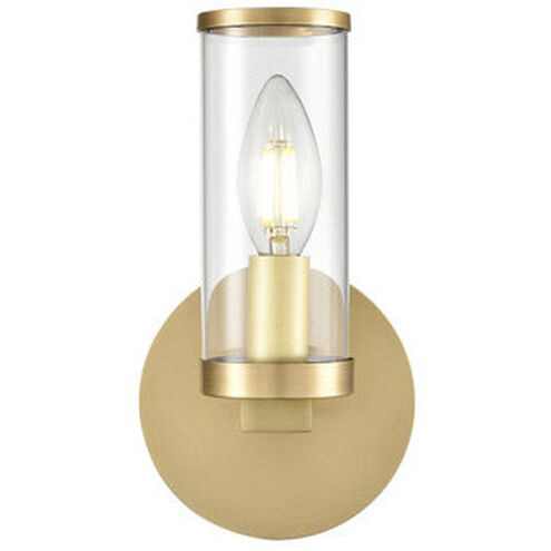 Revolve 1 Light 9.25 inch Clear Glass and Natural Brass Bath Vanity Wall Light