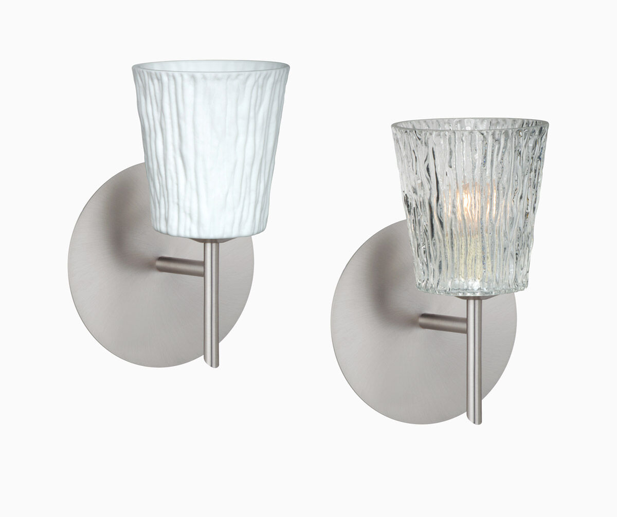 Nico 4 LED 5 inch Chrome Mini Sconce Wall Light in Stone Silver Foil Glass