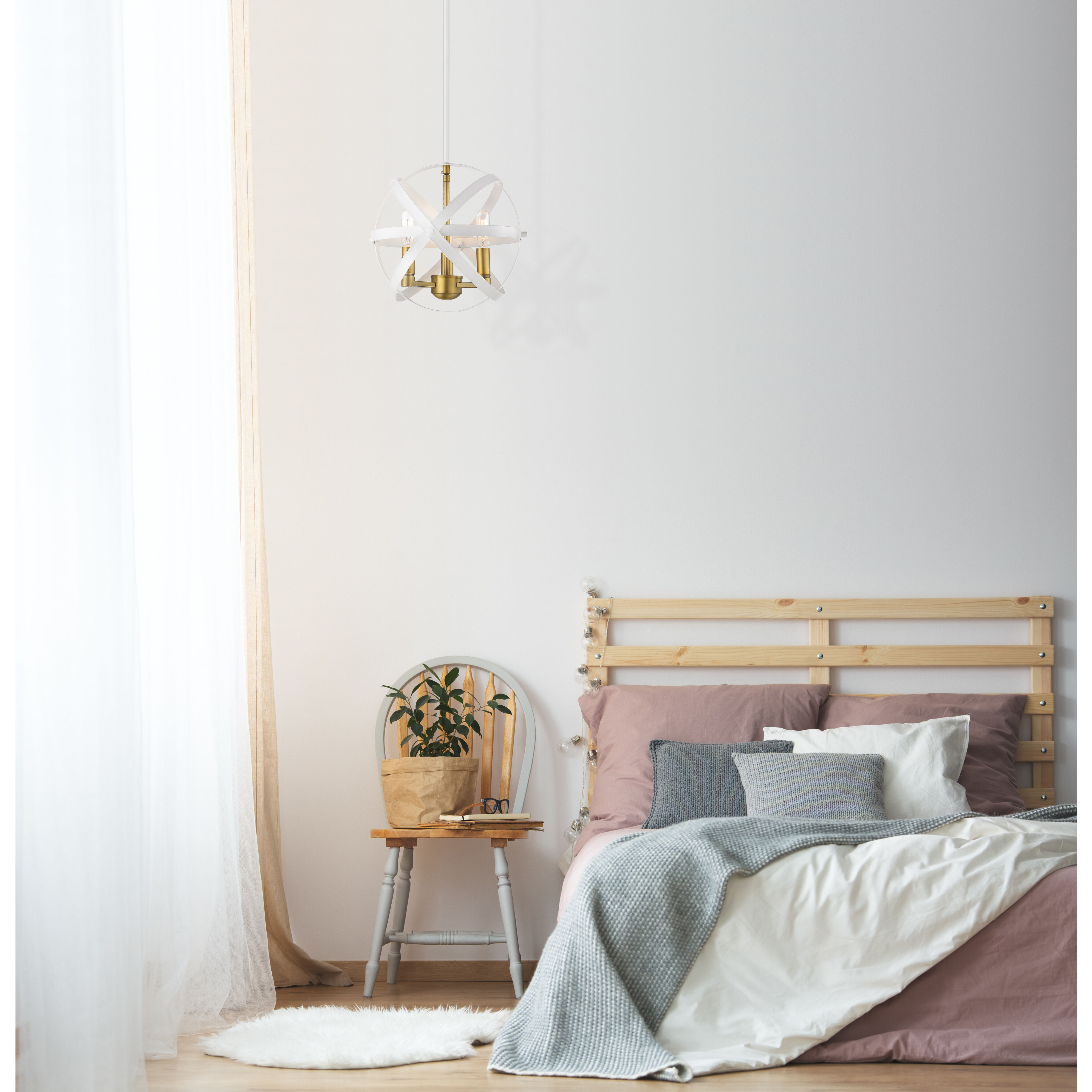 Cavallo 3 Light 12 inch Hammered White and Olde Brass Pendant Ceiling Light