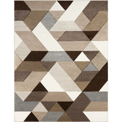 Santa Monica 122 X 94 inch Dark Brown/Ivory/Tan/Brown/Gray Machine Woven Rug, Rectangle