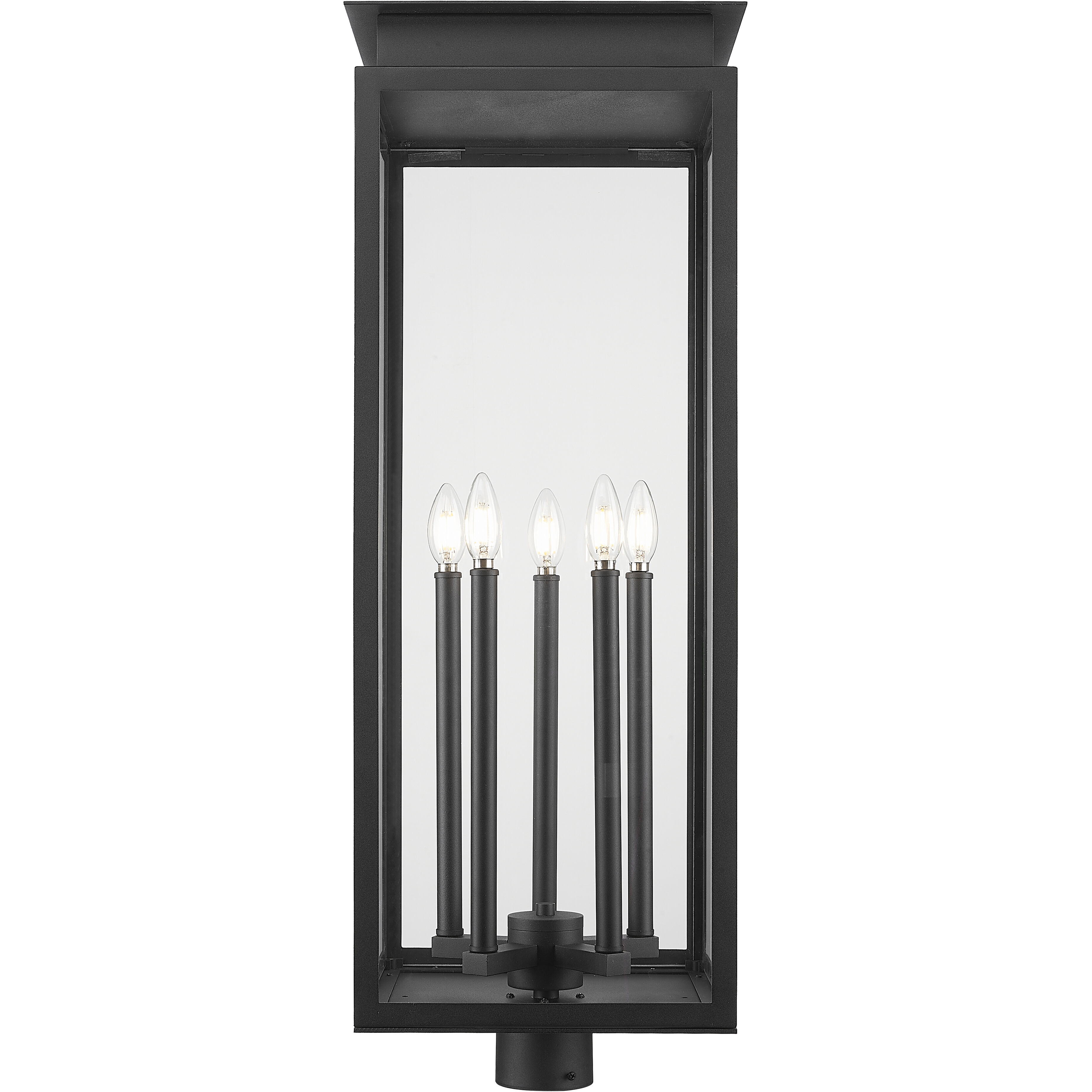 Nova 5 Light 35 inch Black Outdoor Post Mount Fixture in Clear Glass