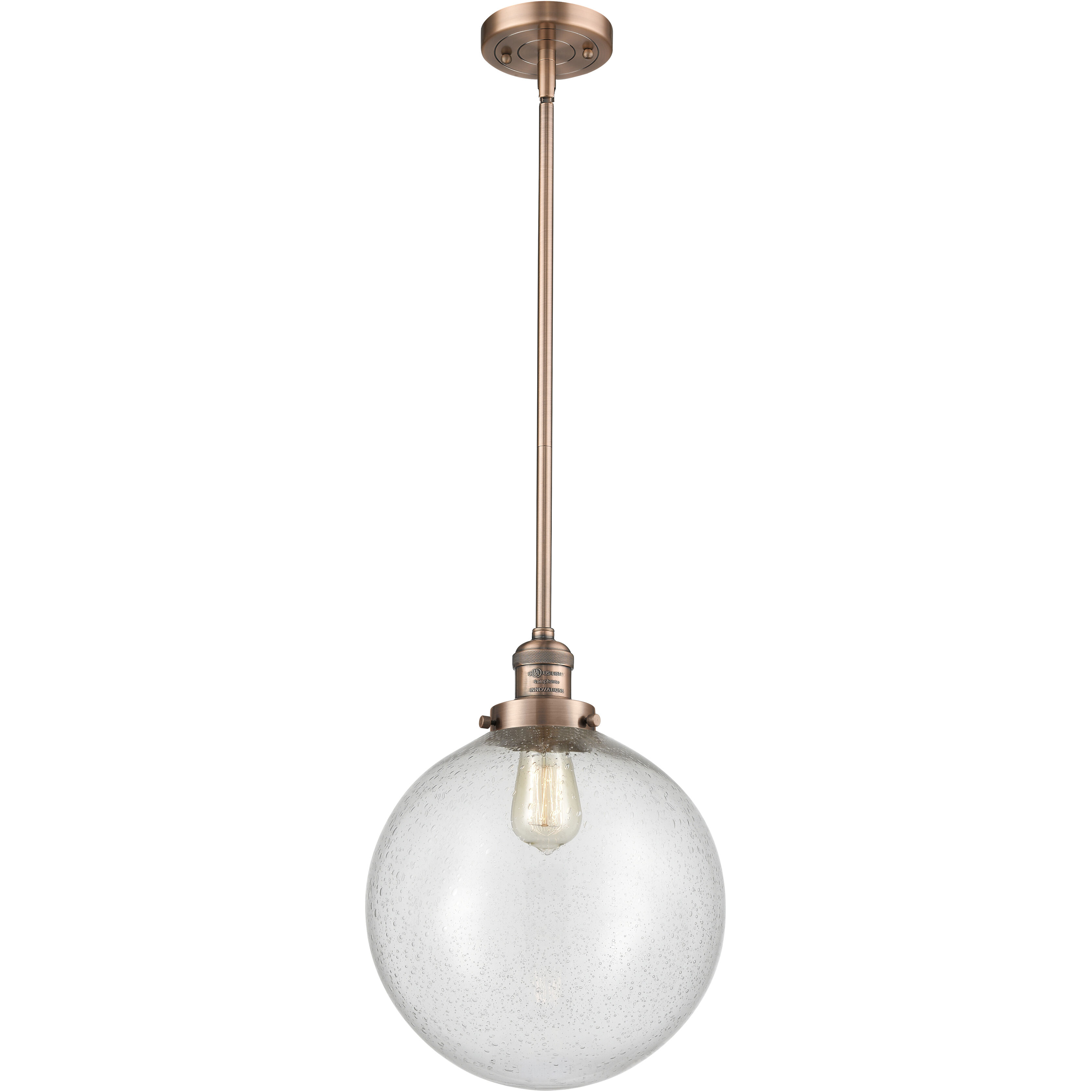 Franklin Restoration Beacon LED 12 inch Antique Copper Mini Pendant Ceiling Light in Seedy, Franklin Restoration