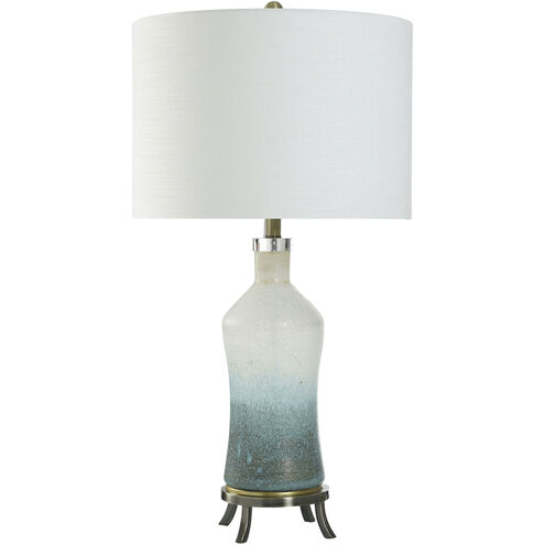 Cameron 30.5 inch 100.00 watt White and Blue Ombre and Gold Table Lamp Portable Light