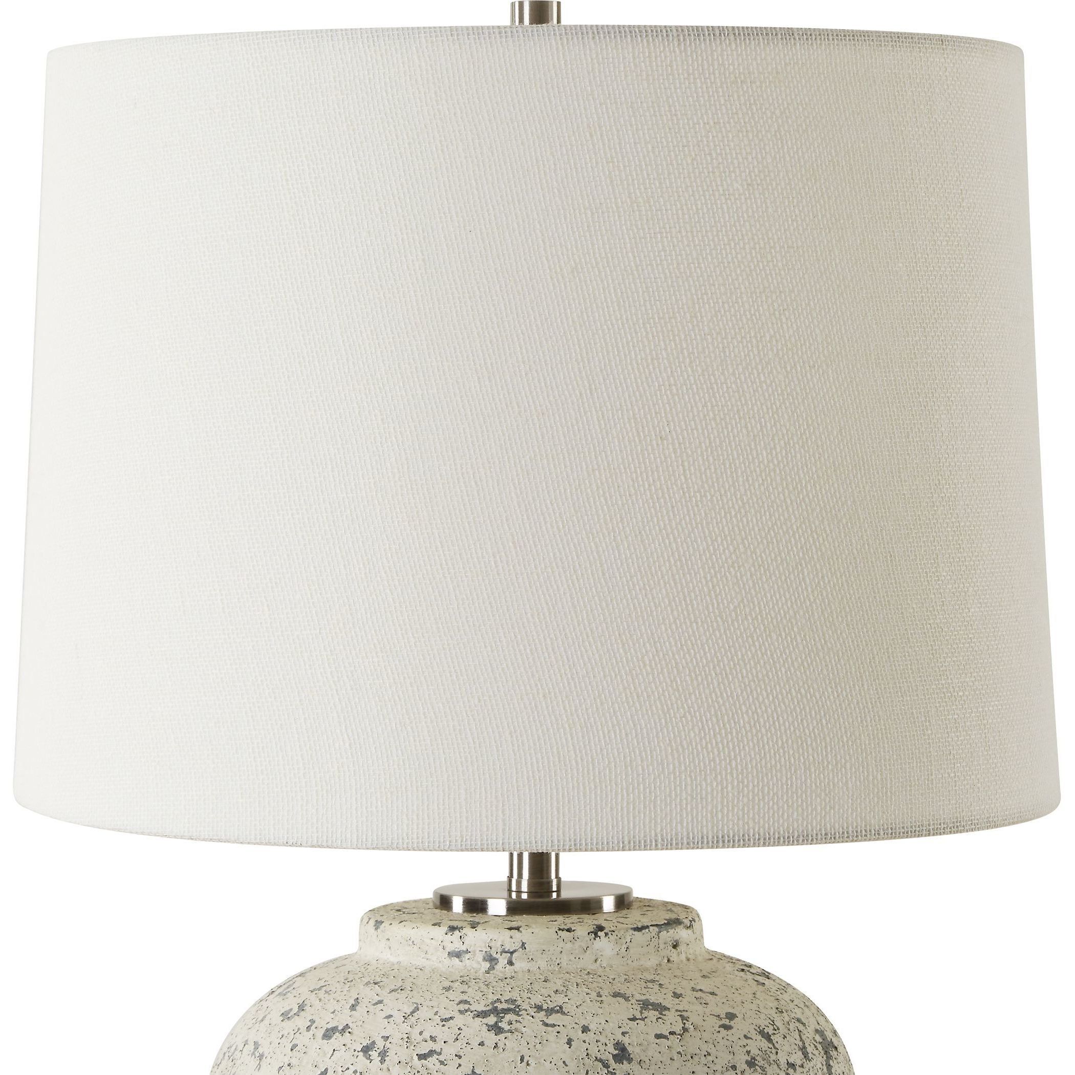 Rupture 19 inch 100.00 watt Distressed Aged Ivory with Stone Gray Undertones and Brushed Nickel Table Lamp Portable Light