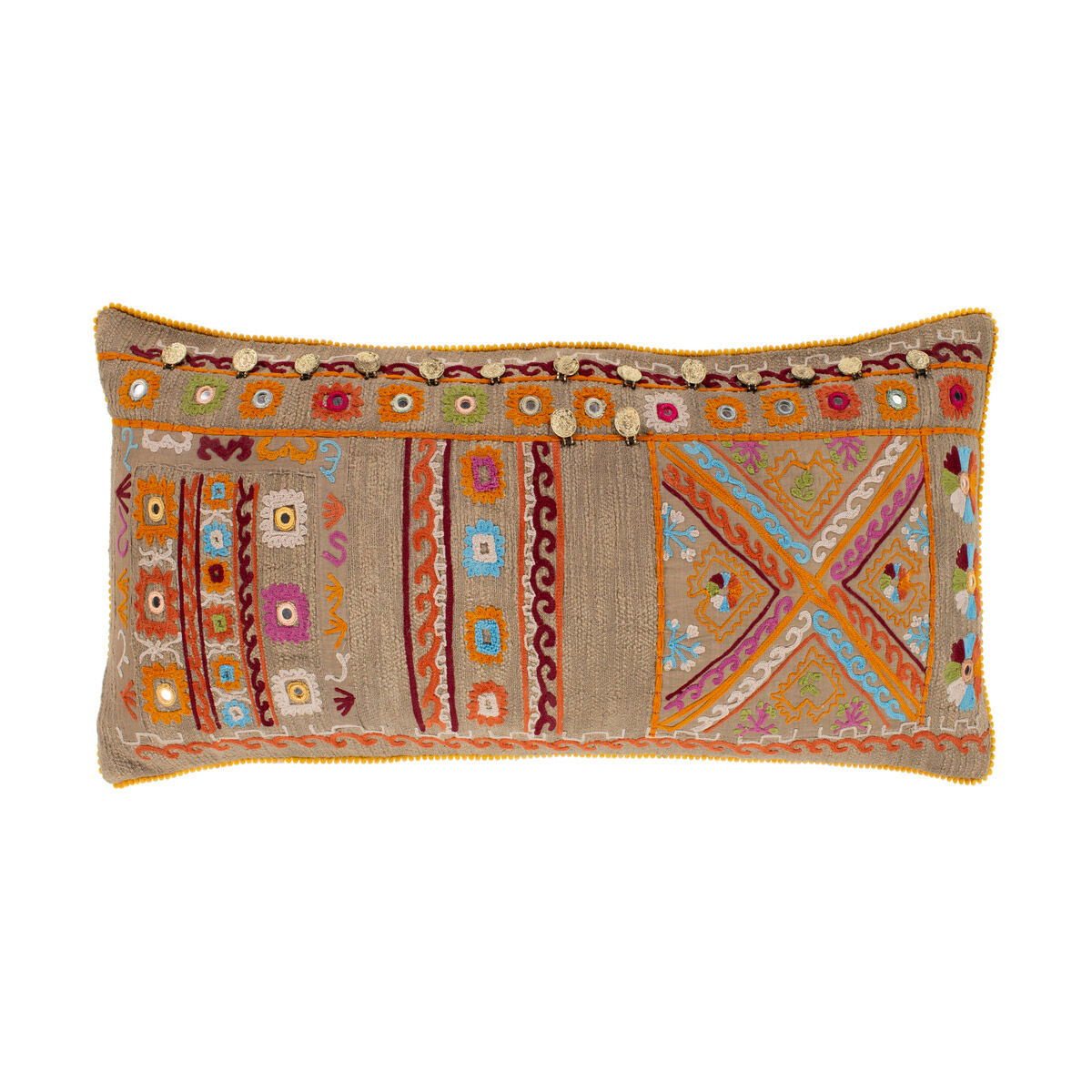 Bangalore 32 X 14 inch Camel/Bright Orange/Sky Blue/Dark Red Pillow Kit, Lumbar