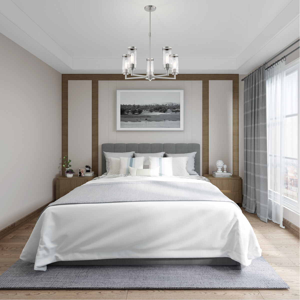 Hillcrest 5 Light 26 inch Brushed Nickel Chandelier Ceiling Light