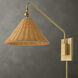 Phuvinh 1 Light 12 inch Natural Rattan and Antique Brass Sconce Wall Light