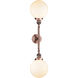 Franklin Restoration Large Beacon 2 Light 19 inch Antique Copper Bath Vanity Light Wall Light in Matte White Glass, Franklin Restoration