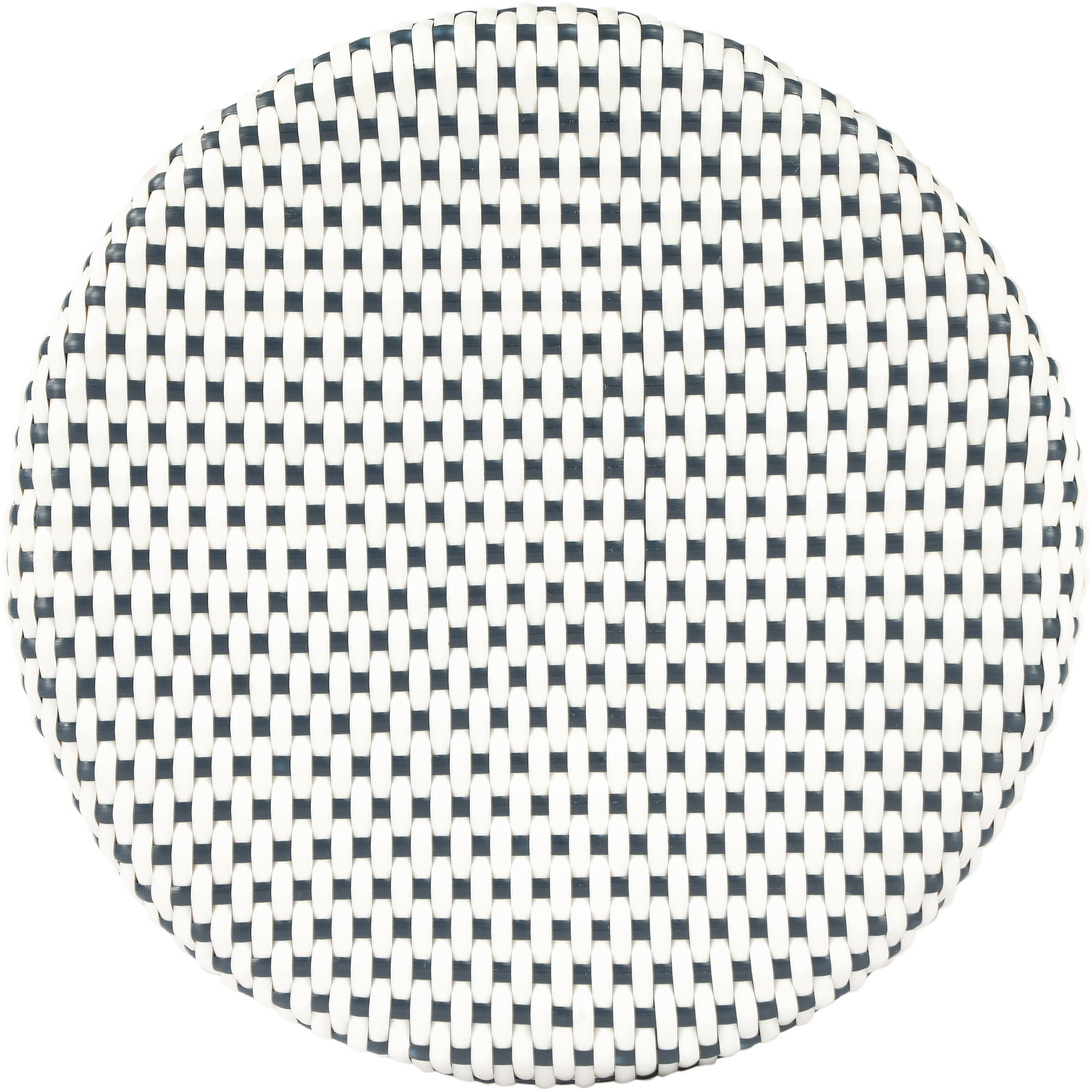 Tobias Rattan Round 24" Counter Stool in White and Navy Dot