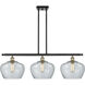 Ballston Large Fenton LED 38 inch Black Antique Brass Island Light Ceiling Light in Clear Glass, Ballston