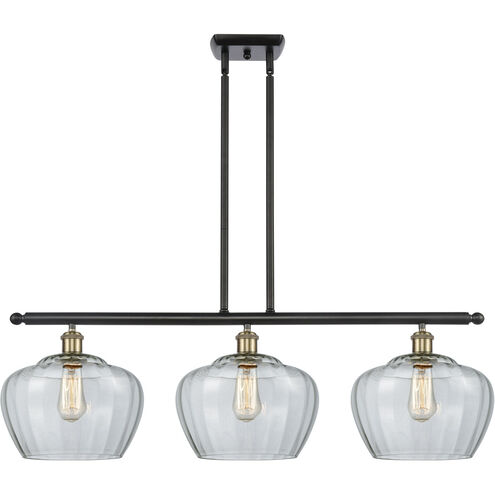 Ballston Large Fenton LED 38 inch Black Antique Brass Island Light Ceiling Light in Clear Glass, Ballston