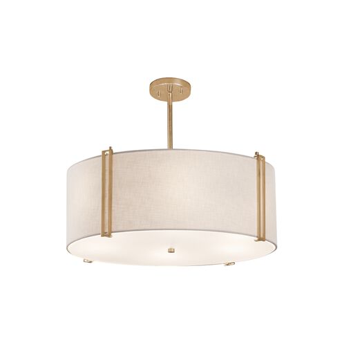 Textile 25 inch Brushed Brass Pendant Ceiling Light