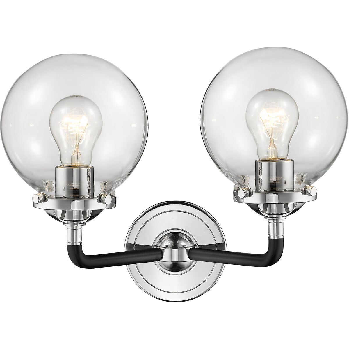 Nouveau Beacon LED 14 inch Black Polished Nickel Bath Vanity Light Wall Light in Clear Glass, Nouveau