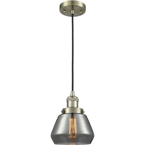 Franklin Restoration Fulton 1 Light 7 inch Antique Brass Mini Pendant Ceiling Light in Incandescent, Plated Smoke, Franklin Restoration