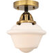 Nouveau 2 Small Oxford 1 Light 7.5 inch Black Antique Brass Semi-Flush Mount Ceiling Light in Matte White Glass