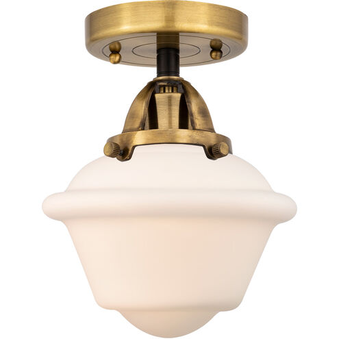 Nouveau 2 Small Oxford 1 Light 7.5 inch Black Antique Brass Semi-Flush Mount Ceiling Light in Matte White Glass