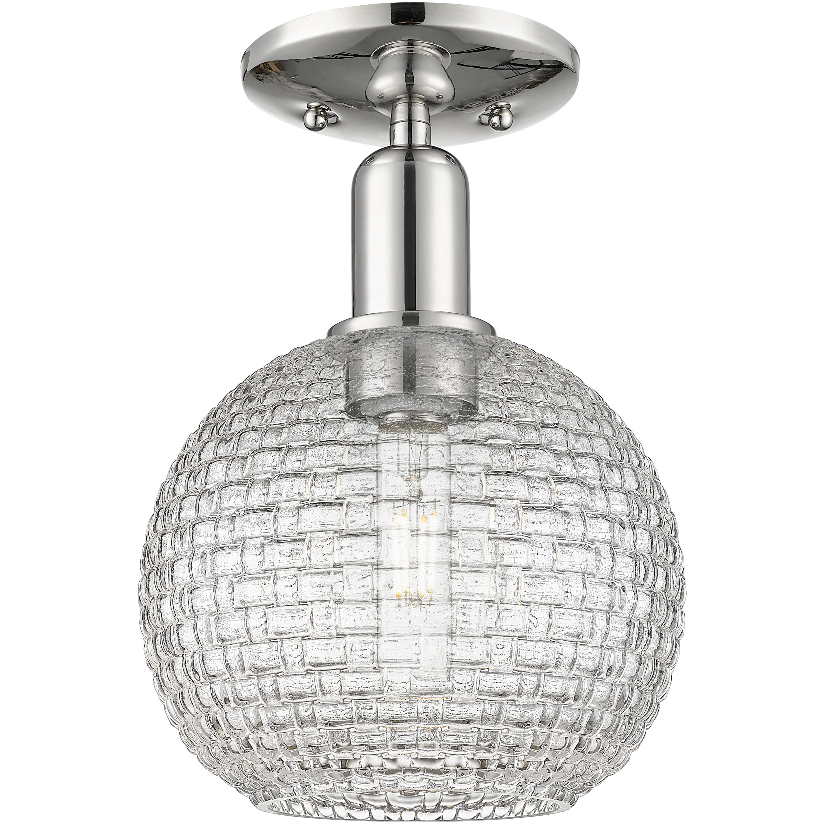 Arcadia Athens 1 Light 8 inch Polished Nickel Semi-Flush Mount Ceiling Light