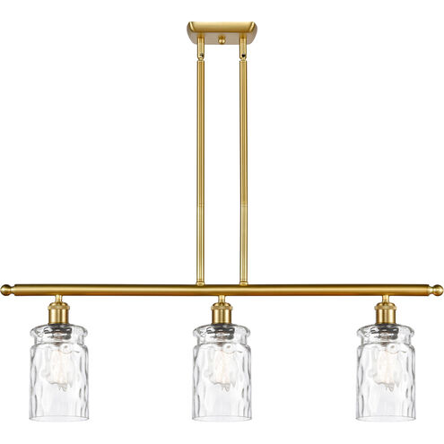 Ballston Candor 3 Light 36 inch Satin Gold Island Light Ceiling Light in Clear Waterglass, Ballston