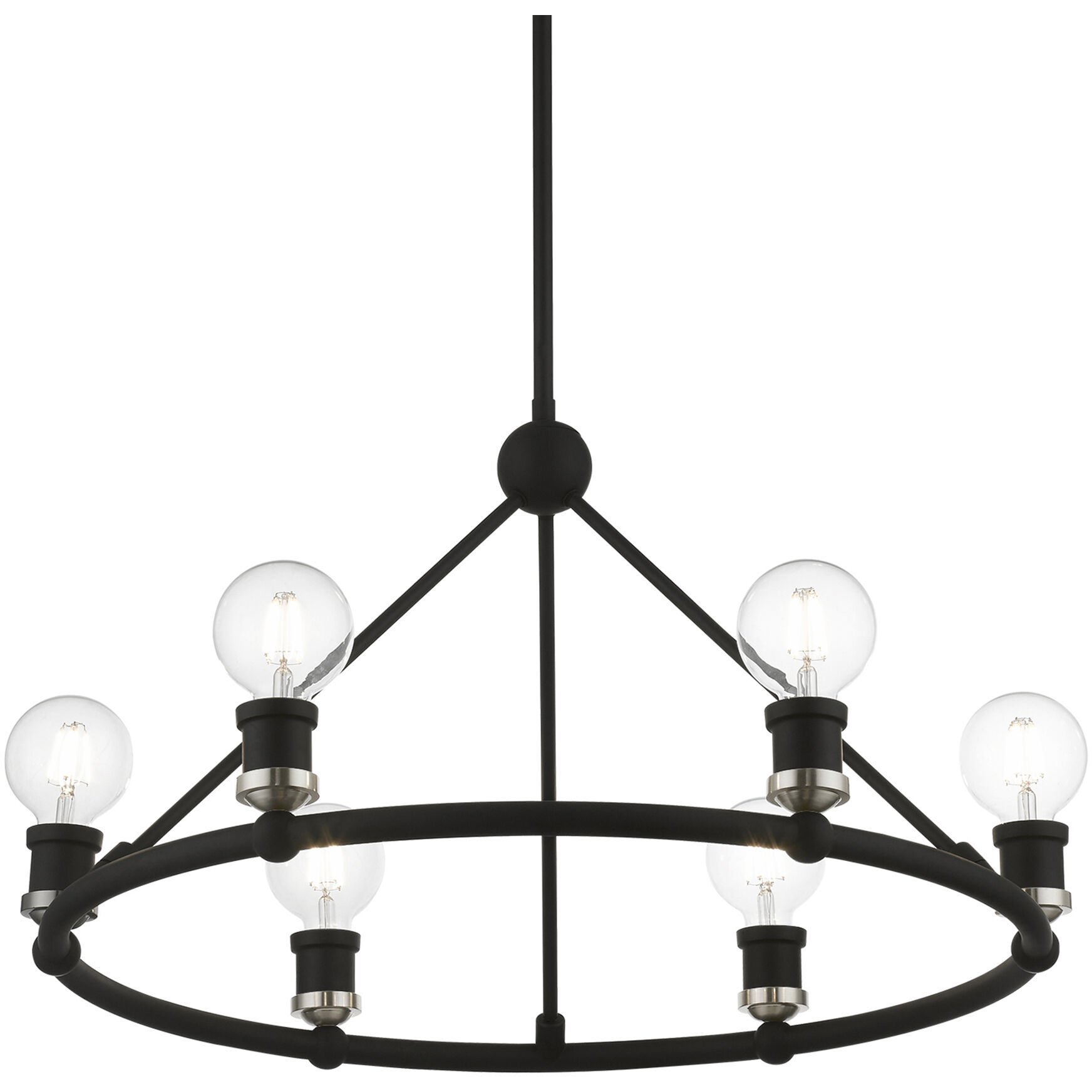 Lansdale 6 Light 25 inch Black with Brushed Nickel Accents Chandelier Ceiling Light