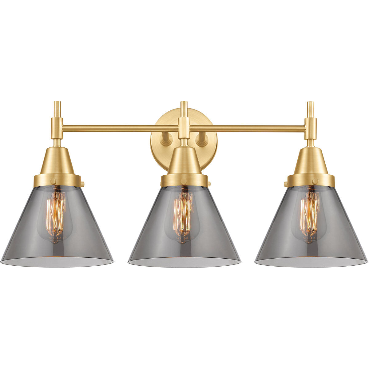 Caden LED 25.75 inch Satin Gold Bath Vanity Light Wall Light in Plated Smoke Glass