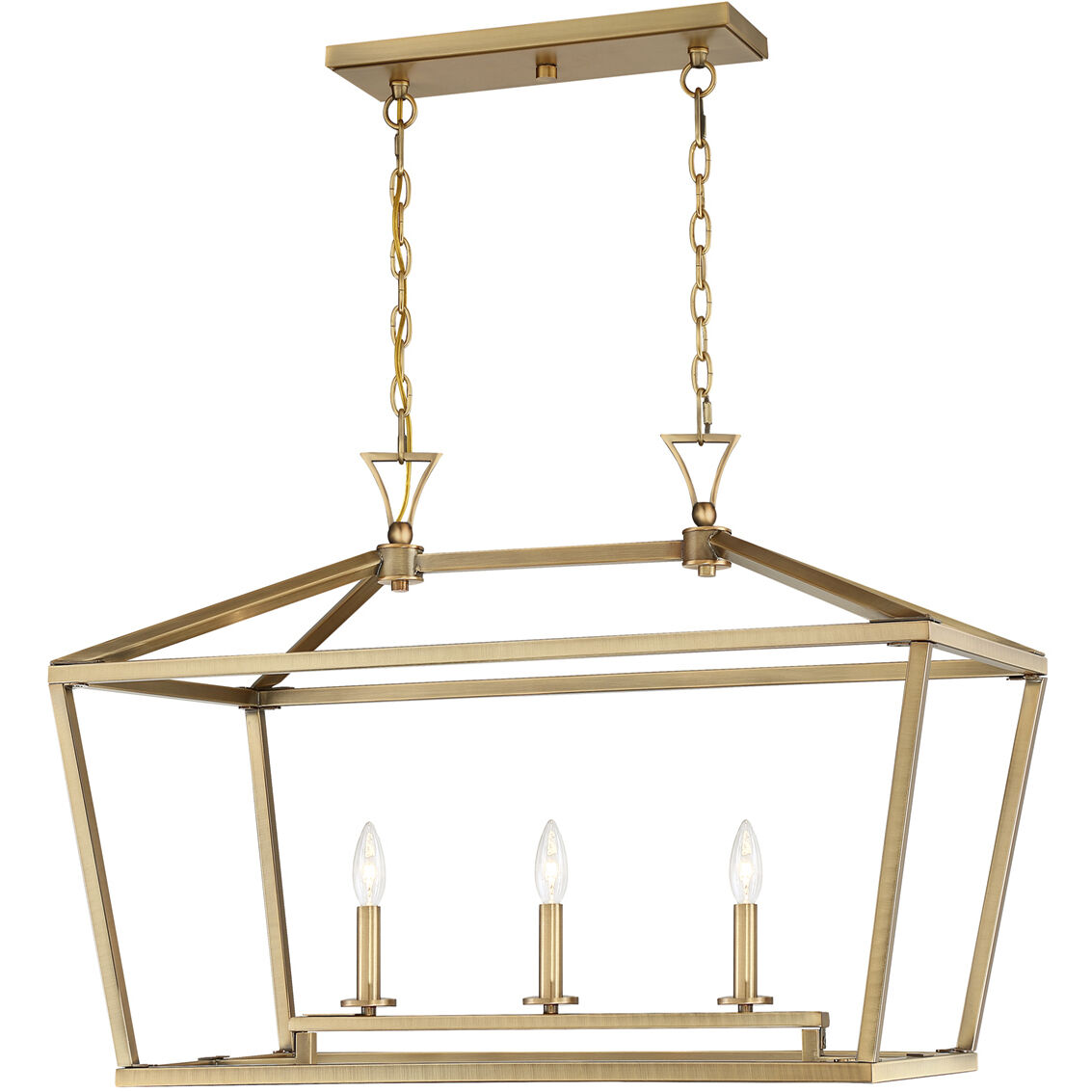 Townsend 3 Light 32 inch Warm Brass Linear Chandelier Ceiling Light, Essentials