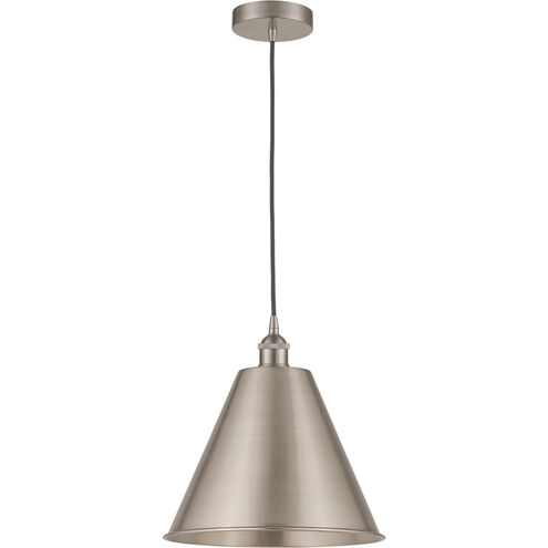 Edison Cone 1 Light 12 inch Brushed Satin Nickel Mini Pendant Ceiling Light