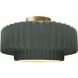 Radiance Collection - Pleated Tier 1 Light 16.5 inch Pewter Green and Brushed Brass Semi-Flush Ceiling Light in Replaceable Bulb, 16.5W x 8H, Form+Finish+Function