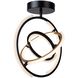 Trilogy LED 15 inch Black and Brass Semi-Flush Mount Ceiling Light
