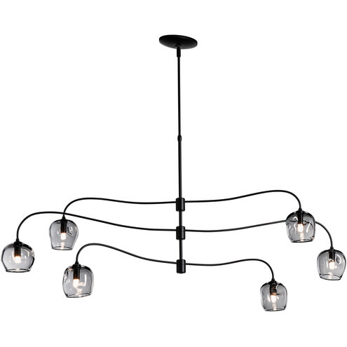Ume 6 Light 22 inch Black Pendant Ceiling Light in Thumbprint Cool Grey, Large