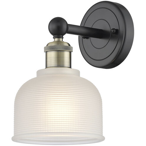 Dayton Sconce Wall Light in Black Antique Brass, White