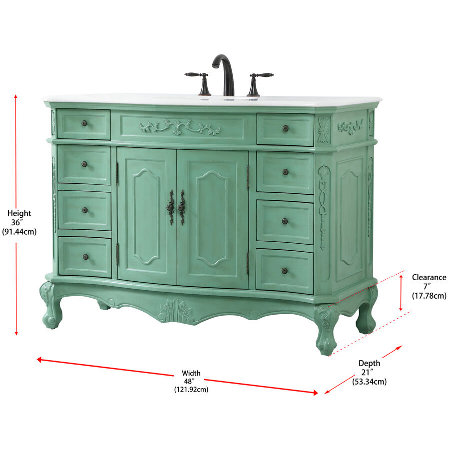 Danville 48 X 21 X 36 inch Vintage Mint Vanity Sink Set