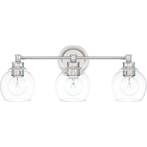 Mid Century 3 Light 24 inch Polished Nickel Vanity Light Wall Light