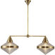 Willard 2 Light 40.63 inch Vintage Brass/Prismatic Glass Linear Pendant Ceiling Light in Clear Prismatic Glass