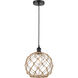 Edison Farmhouse Rope 1 Light 10 inch Matte Black Mini Pendant Ceiling Light