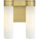Empire 2 Light 10.5 inch Brushed Brass Sconce Wall Light in Matte White Glass
