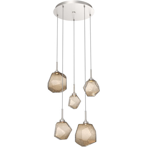 Gem LED 22 inch Beige Silver Chandelier Ceiling Light in 3000K LED, Metallic Beige Silver, Bronze, Round Multi-Port