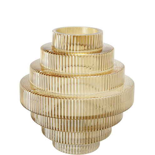 Ribbed Geometric 9.8 X 9.1 inch Vase in Amber