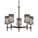 Wire Glass LED 24 inch Matte Black Chandelier Ceiling Light in 3500 Lm LED, Grid with Clear Bubbles, Cylinder with Flat Rim