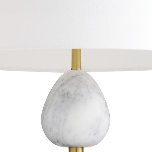 Aubrey 26.5 inch 150.00 watt Black and Gray Flower Marble with Antique Brass Table Lamp Portable Light
