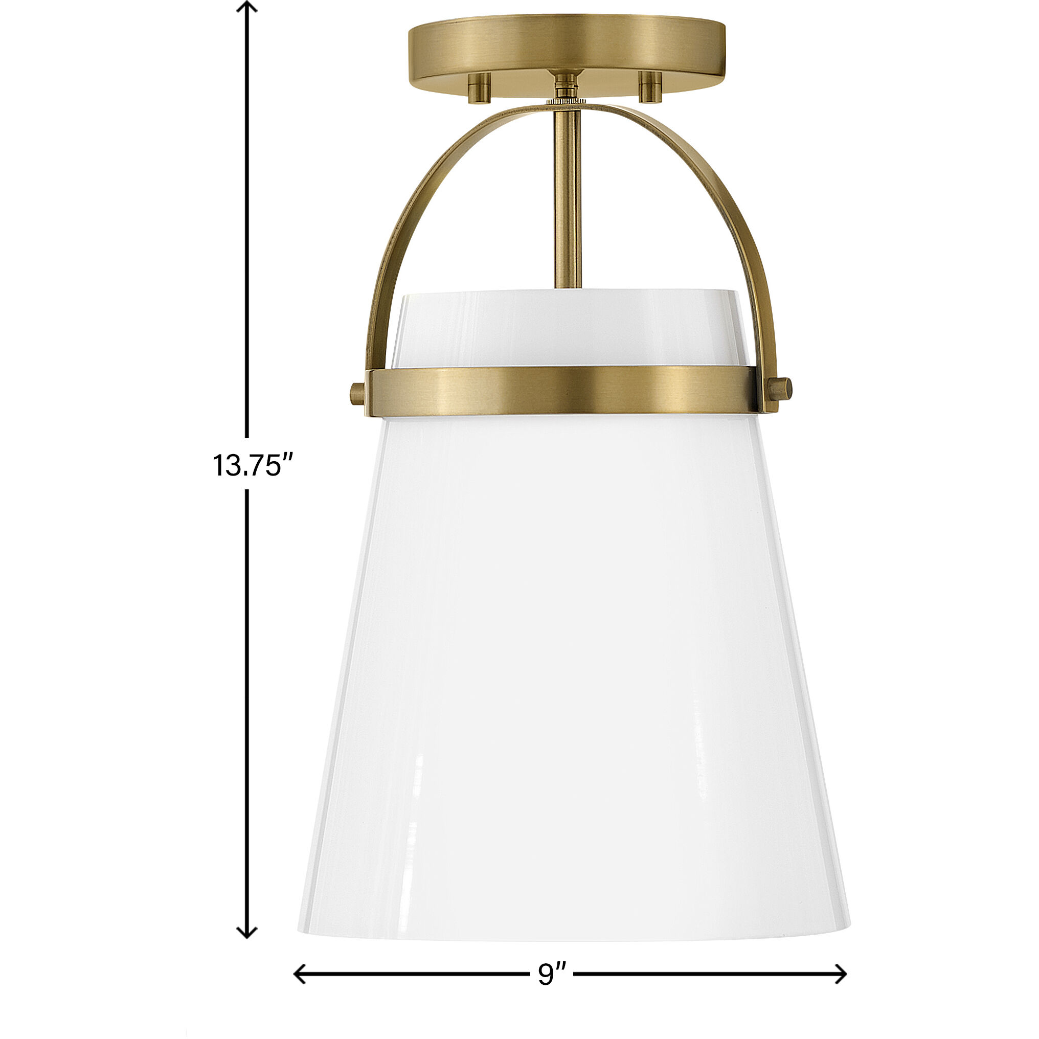Tori LED 9 inch Lacquered Brass Pendant Ceiling Light, Semi-Flush Mount