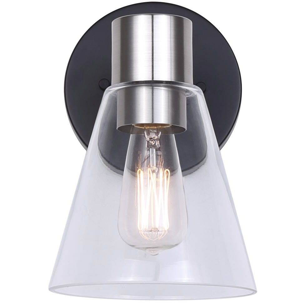 Davina 1 Light 7.5 inch Black/Brushed Nickel Vanity Light Wall Light