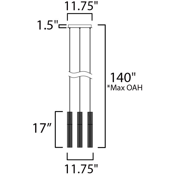 Reeds LED 11.75 inch Black Multi-Light Pendant Ceiling Light