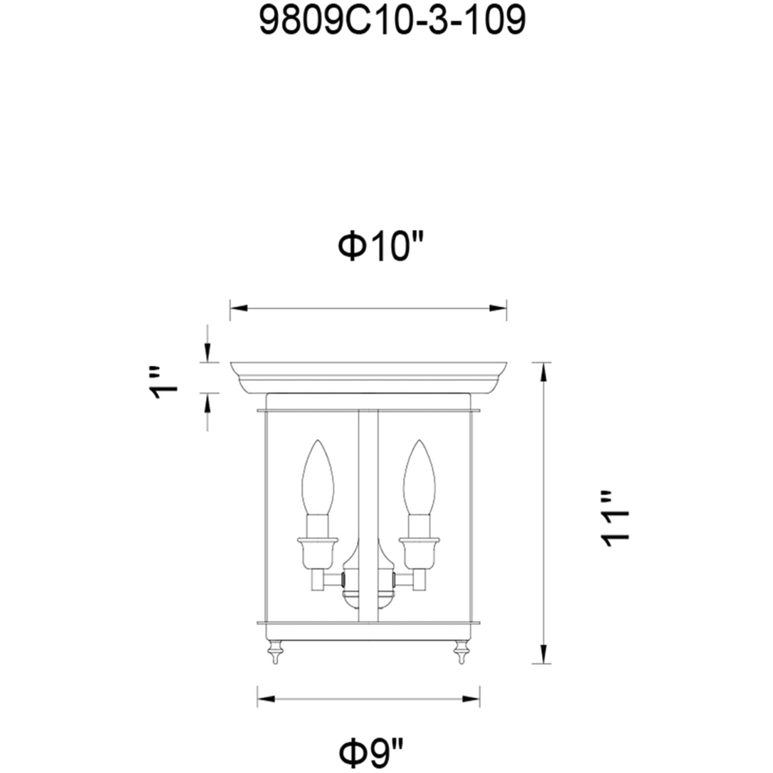 Desire 3 Light 10 inch Oil Rubbed Bronze Cage Flush Mount Ceiling Light