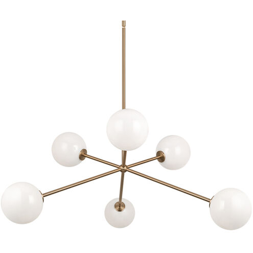 Novo 6 Light 33 inch Aged Gold Brass Chandelier Ceiling Light in Aged Gold Brass and Opal Glass