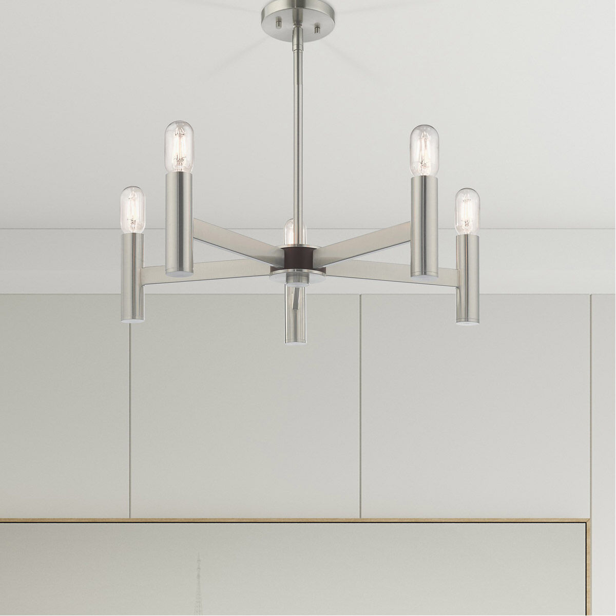 Copenhagen 5 Light 25 inch Brushed Nickel Chandelier Ceiling Light