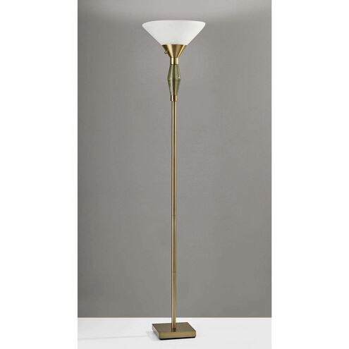 Murphy 71 inch 150.00 watt Antique Brass and Green Glass Floor Lamp Portable Light