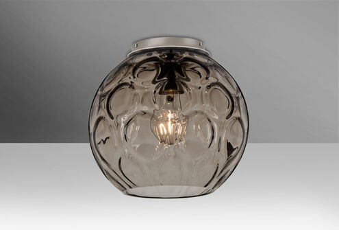 Bombay 1 Light 10 inch Satin Nickel Flush Mount Ceiling Light in Smoke Glass