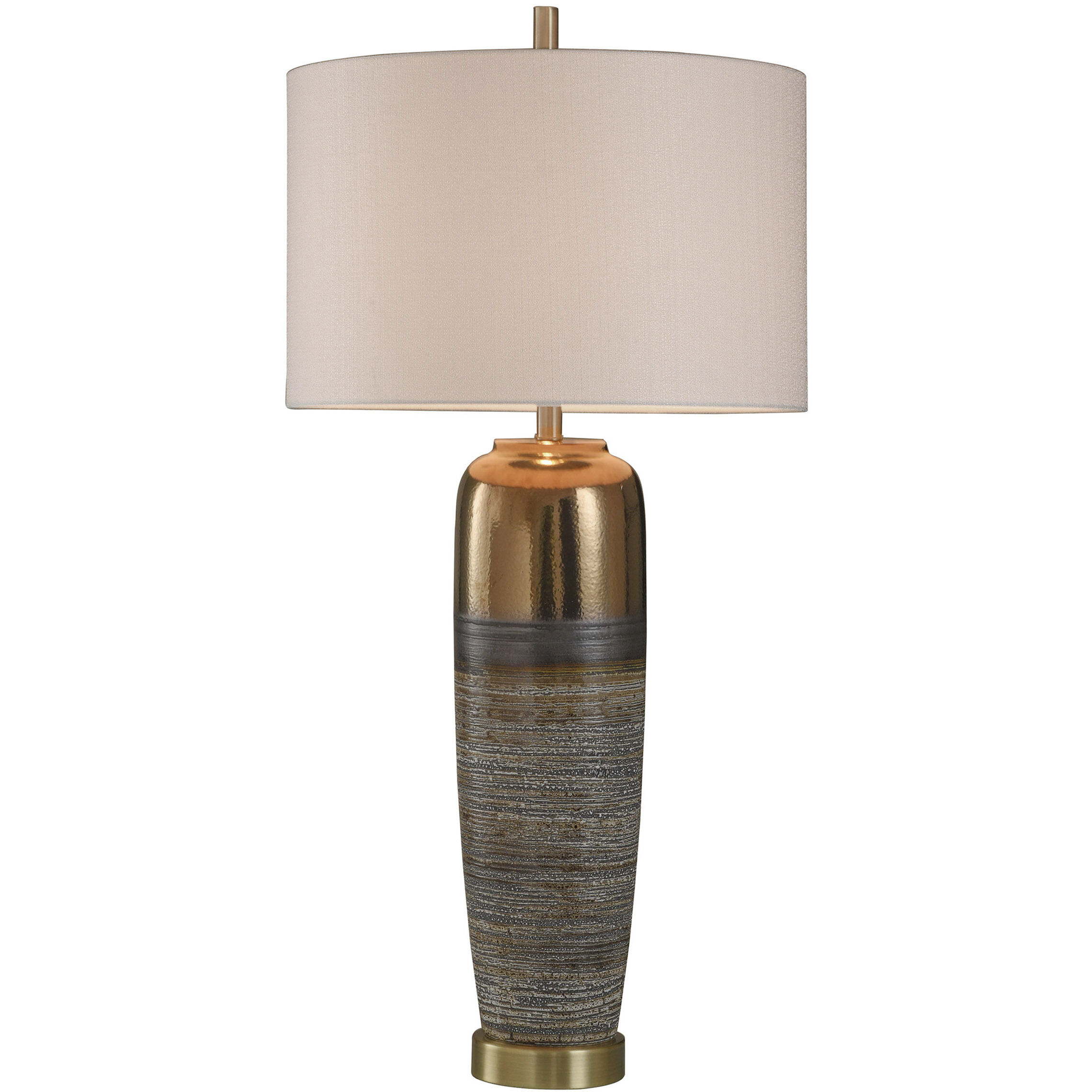 Signature 41 inch 100 watt White Gray and Gold Table Lamp Portable Light