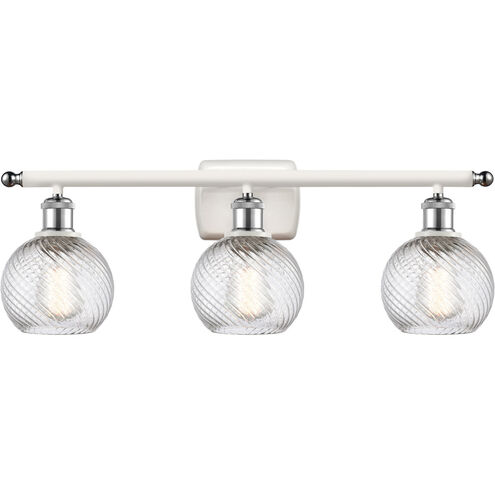 Ballston Small Deco Swirl 3 Light 26 inch White and Polished Chrome Bath Vanity Light Wall Light, Ballston
